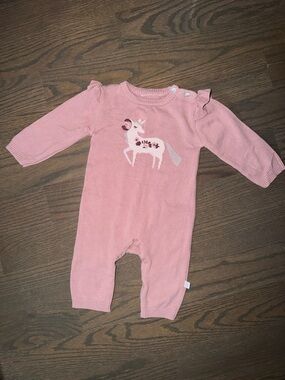 Elegant Baby Flutter Sleeve Knit Romper Unicorn | 6-9M